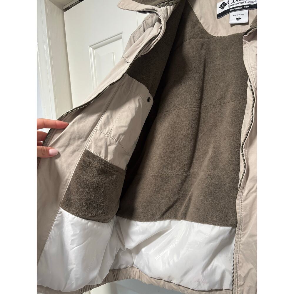 Columbia Men’s L Fleece Lined Jacket Beige Full Zip Outdoor Coat Winter Large - Picture 6 of 10